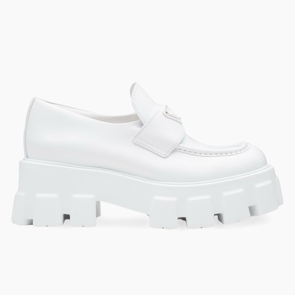 Prada White Chunky Platform Loafers with Silver Hardware - Picture 3 of 8